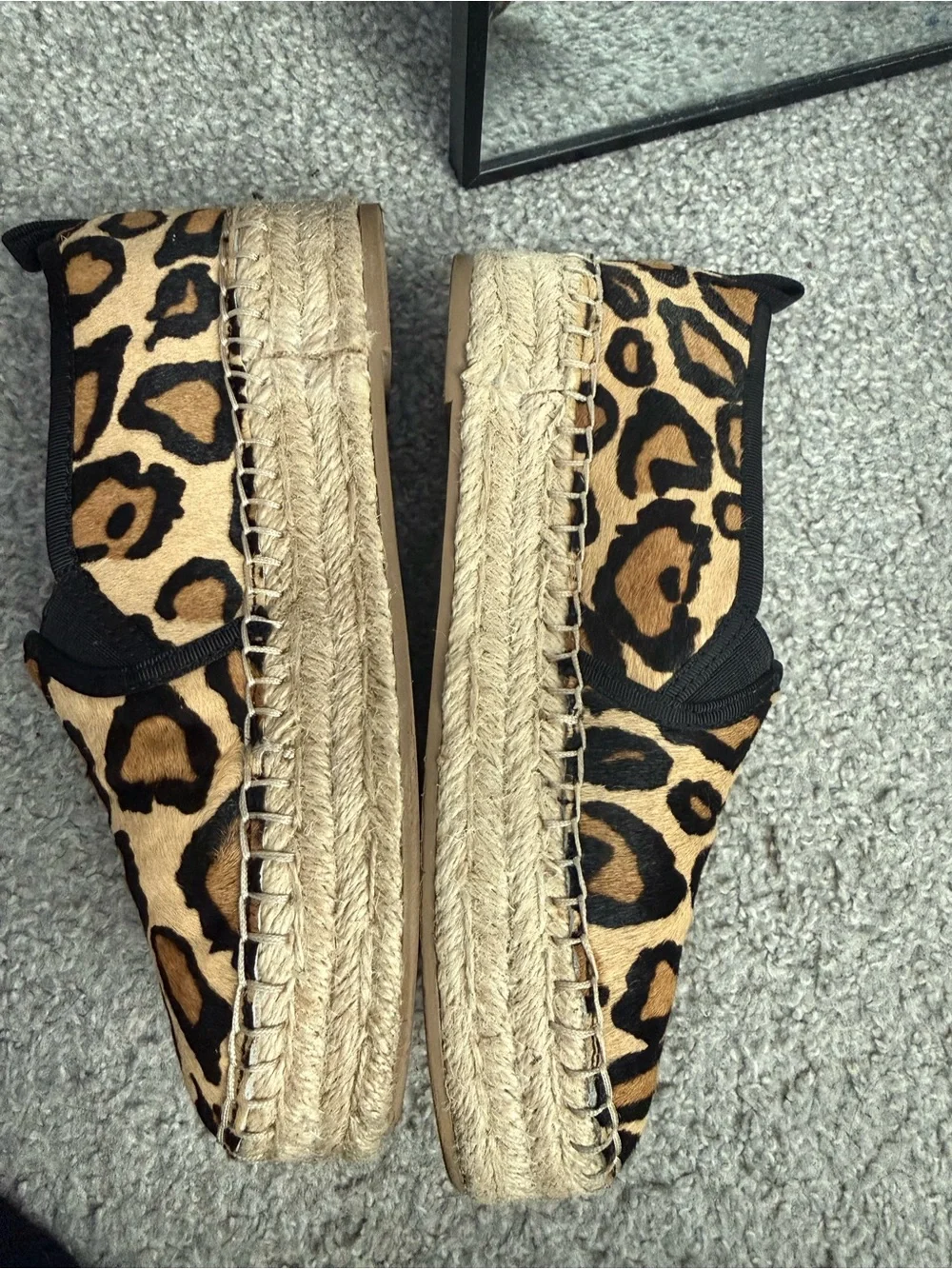 Sam Edelman Carrin Calf Hair Platform Slip On Espadrilles Leopard Print Size 6.5